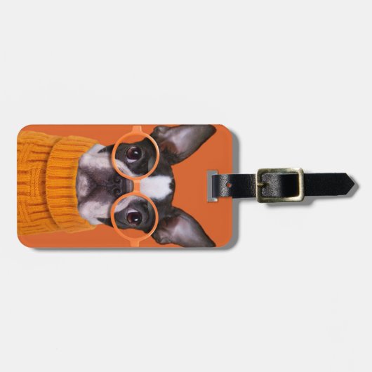 Niedliche Kleintiere | Orange Boston Terrier Gepäckanhänger (Vorderseite horizontal)