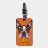 Niedliche Kleintiere | Orange Boston Terrier Gepäckanhänger (Vorderseite vertikal)
