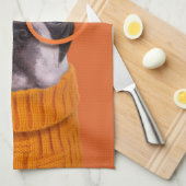 Niedliche Kleintiere | Orange Boston Terrier Geschirrtuch (Viertel Falte)