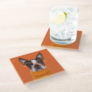 Niedliche Kleintiere   Orange Boston Terrier Glasuntersetzer