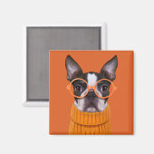 Niedliche Kleintiere | Orange Boston Terrier Magnet (Vorderseite/Rückseite)