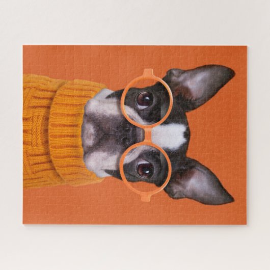 Niedliche Kleintiere | Orange Boston Terrier Puzzle (Horizontal)
