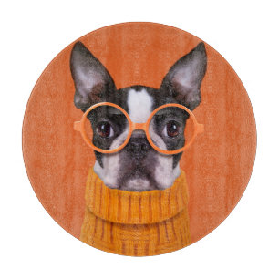 Niedliche Kleintiere   Orange Boston Terrier Schneidebrett