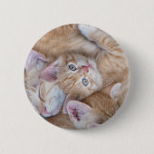 Niedliche Kleintiere | Orange Kitten Pile Button (Vorderseite)