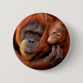 Niedliche Kleintiere | Orangutan Mama & Baby Button (Vorderseite)