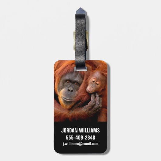 Niedliche Kleintiere | Orangutan Mama & Baby Gepäckanhänger (Rückseite vertikal)