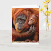 Niedliche Kleintiere | Orangutan Mama & Baby Karte (Gelbe Blume)