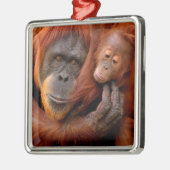 Niedliche Kleintiere | Orangutan Mama & Baby Ornament Aus Metall (Links)
