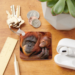 Niedliche Kleintiere   Orangutan Mama & Baby Schlüsselanhänger