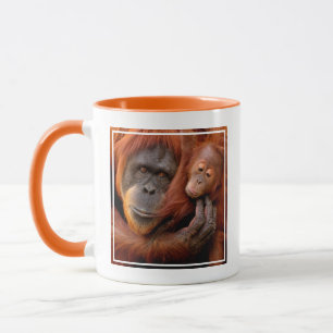 Niedliche Kleintiere   Orangutan Mama & Baby Tasse