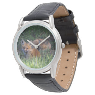 Niedliche Kleintiere Paar von Red Fox Kit Geschw Armbanduhr