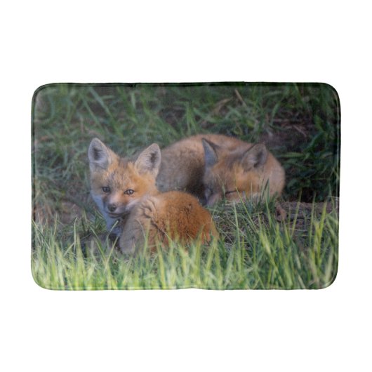 Niedliche Kleintiere | Paar von Red Fox Kit Geschw Badematte (Vorderseite)
