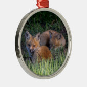 Niedliche Kleintiere | Paar von Red Fox Kit Geschw Ornament Aus Metall (Rechts)