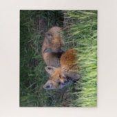 Niedliche Kleintiere | Paar von Red Fox Kit Geschw Puzzle (Vertikal)