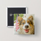 Niedliche Kleintiere | Patriotic Corgi Puppy Button (Vorne & Hinten)