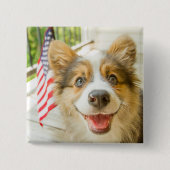 Niedliche Kleintiere | Patriotic Corgi Puppy Button (Vorderseite)