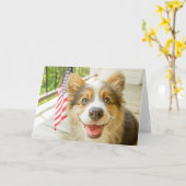 Niedliche Kleintiere | Patriotic Corgi Puppy Karte (Gelbe Blume)