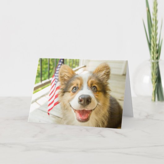 Niedliche Kleintiere | Patriotic Corgi Puppy Karte (Vorderseite)