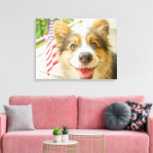 Niedliche Kleintiere | Patriotic Corgi Puppy Leinwanddruck (Insitu (Wohnzimmer))
