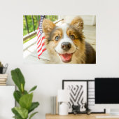 Niedliche Kleintiere | Patriotic Corgi Puppy Poster (Heimbüro)