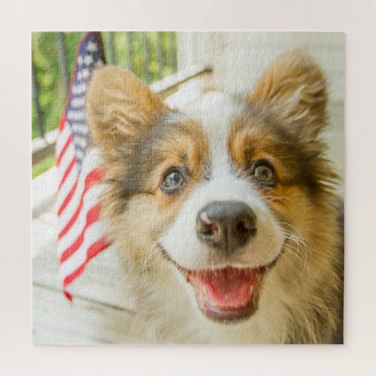 Niedliche Kleintiere | Patriotic Corgi Puppy Puzzle (Vertikal)