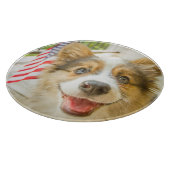 Niedliche Kleintiere | Patriotic Corgi Puppy Schneidebrett (Ecke)