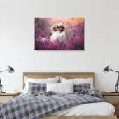 Niedliche Kleintiere | Pekingese Puppy Leinwanddruck (Insitu (Schlafzimmer))