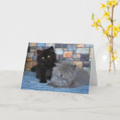 Niedliche Kleintiere | Persische Kätzchen auf der Karte (Gelbe Blume)