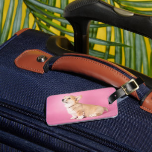 Niedliche Kleintiere Pink Corgi Puppy Gepäckanhänger