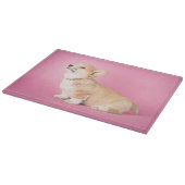 Niedliche Kleintiere | Pink Corgi Puppy Schneidebrett (Ecke)