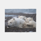 Niedliche Kleintiere | Polar Bear Family Alaska Fleecedecke (Vorderseite (Horizontal))