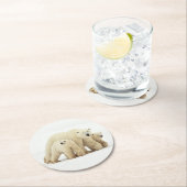 Niedliche Kleintiere | Polar Bear Family Runder Pappuntersetzer (Vor Ort)