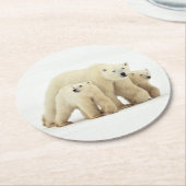 Niedliche Kleintiere | Polar Bear Family Runder Pappuntersetzer (Angewinkelt)