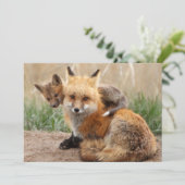Niedliche Kleintiere | Red Fox & Baby Dankeskarte (Stehend Vorderseite)