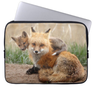 Niedliche Kleintiere Red Fox & Baby Laptopschutzhülle