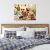 Niedliche Kleintiere | Red Fox & Baby Leinwanddruck (Insitu (Schlafzimmer))
