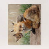 Niedliche Kleintiere | Red Fox & Baby Puzzle (Vertikal)
