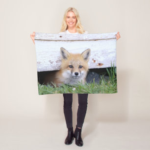 Niedliche Kleintiere Red Fox Kit Peeking Fleecedecke