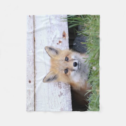 Niedliche Kleintiere | Red Fox Kit Peeking Fleecedecke (Vorderseite)