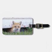 Niedliche Kleintiere | Red Fox Kit Peeking Gepäckanhänger (Vorderseite horizontal)