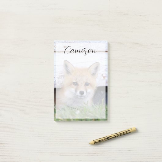Niedliche Kleintiere | Red Fox Kit Peeking Post-it Klebezettel (Auf Schreibtisch)