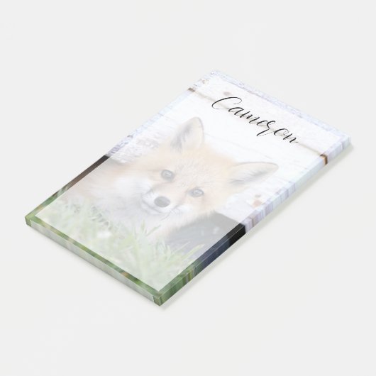 Niedliche Kleintiere | Red Fox Kit Peeking Post-it Klebezettel (angewinkelt)
