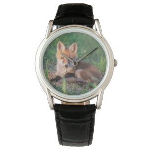 Niedliche Kleintiere Red Fox Kit Relaxen Armbanduhr