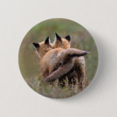 Niedliche Kleintiere | Red Fox Kits Locking Schwan Button (Vorderseite)