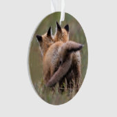 Niedliche Kleintiere | Red Fox Kits Locking Schwan Ornament (Vorderseite)