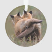 Niedliche Kleintiere | Red Fox Kits Locking Schwan Ornament (Rückseite)
