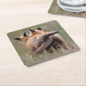 Niedliche Kleintiere | Red Fox Kits Locking Schwan Rechteckiger Pappuntersetzer (angewinkelt)