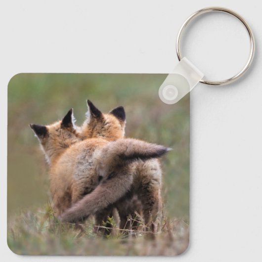 Niedliche Kleintiere | Red Fox Kits Locking Schwan Schlüsselanhänger (Rückseite)