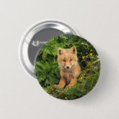 Niedliche Kleintiere | Rotfuchs bei Umnak Alaska Button (Vorne & Hinten)