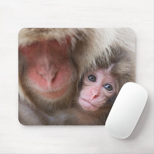 Niedliche Kleintiere | Schneelaffe Mousepad (Mit Mouse)